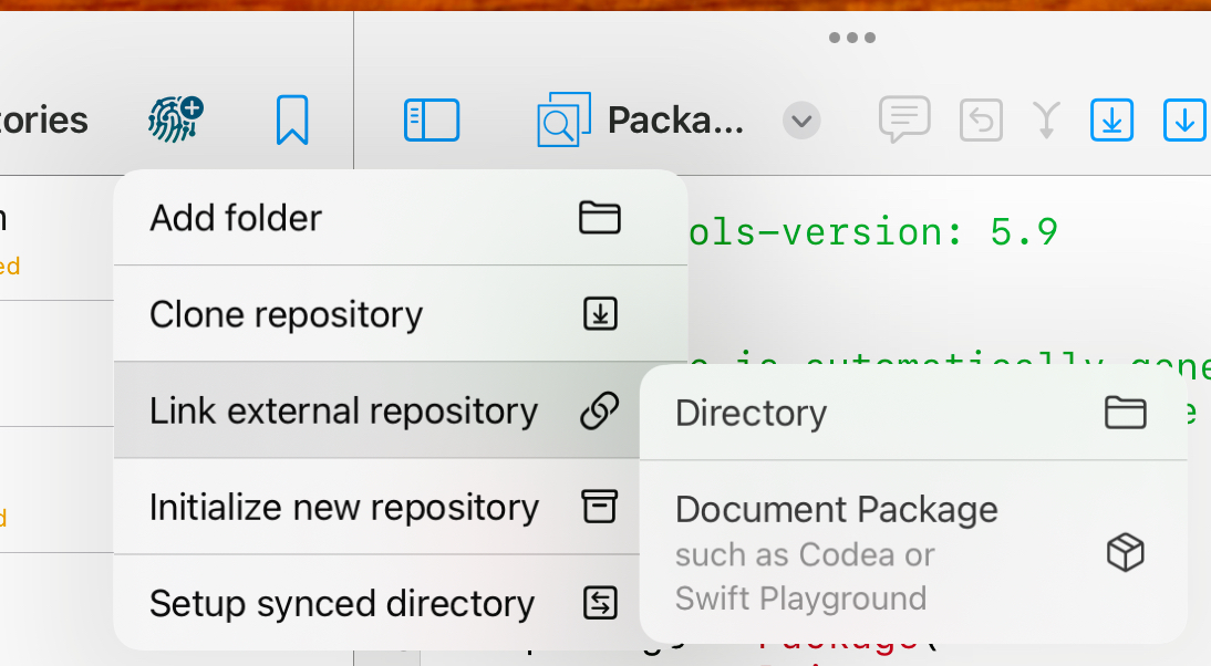 Adding a Document Package in Working Copy